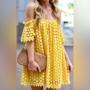 Yellow Amelia Off-The-Shoulder Dress: Size S